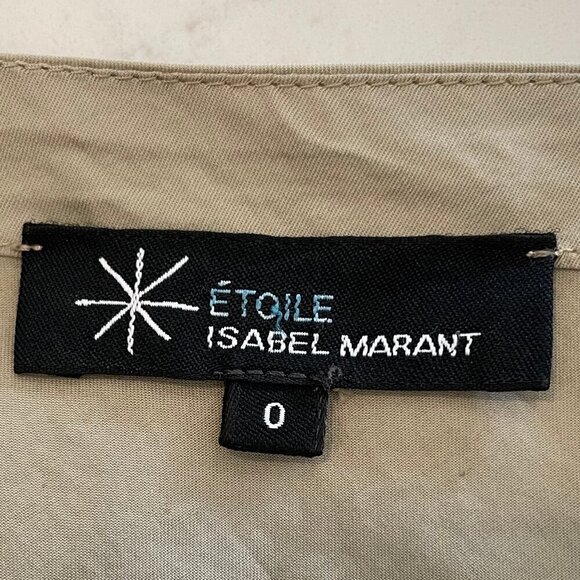 Isabel Marant Etoile Adjustable SS Deep VNeck 100% Cotton Boho Top Khaki Sz 0 - Picture 10 of 11